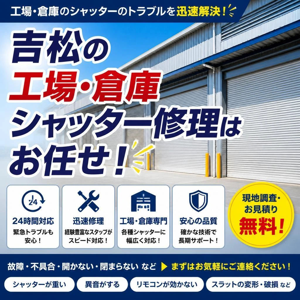 吉松の工場・倉庫シャッター修理はお任せ！
